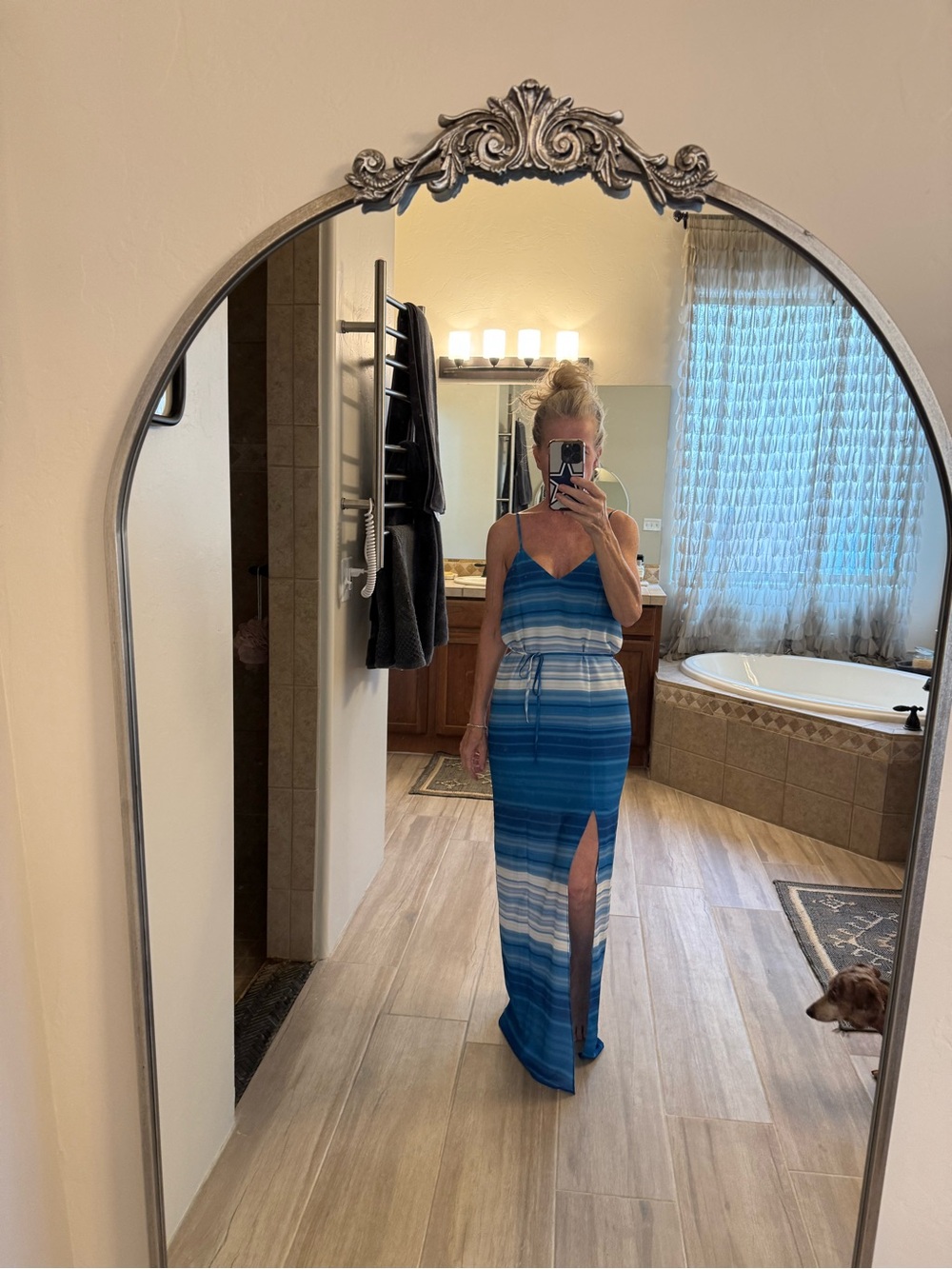 Forever 21 Blue Ombre Striped Spaghetti‑Strap Maxi Dress